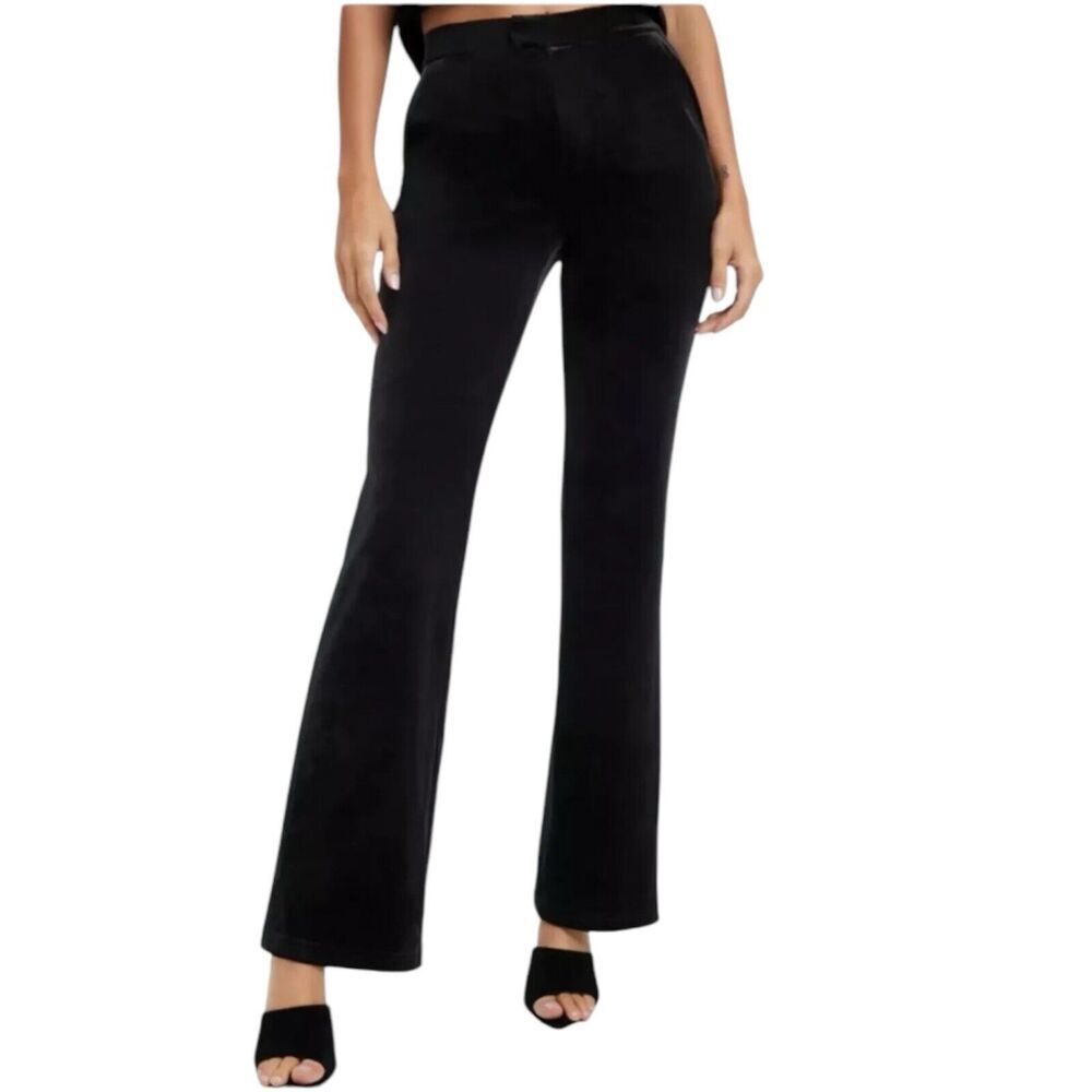 Good American Pants L‎ Black Long Velvet Flare Leg Trousers 3 Whimsigoth Soft